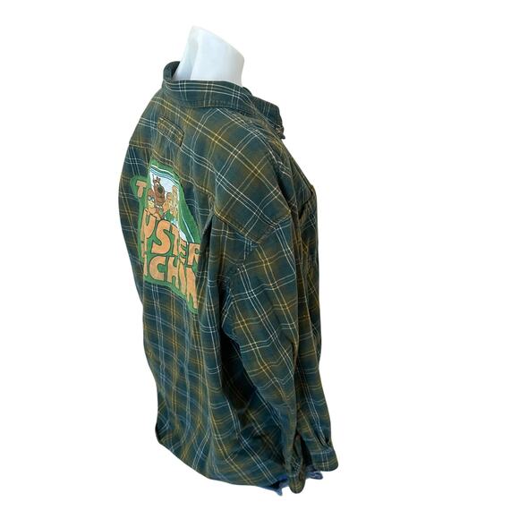 Scooby Doo Plaid Flannel Shirt XL Oversize Upcycle Unique Mystery Machine Unique - Picture 3 of 6